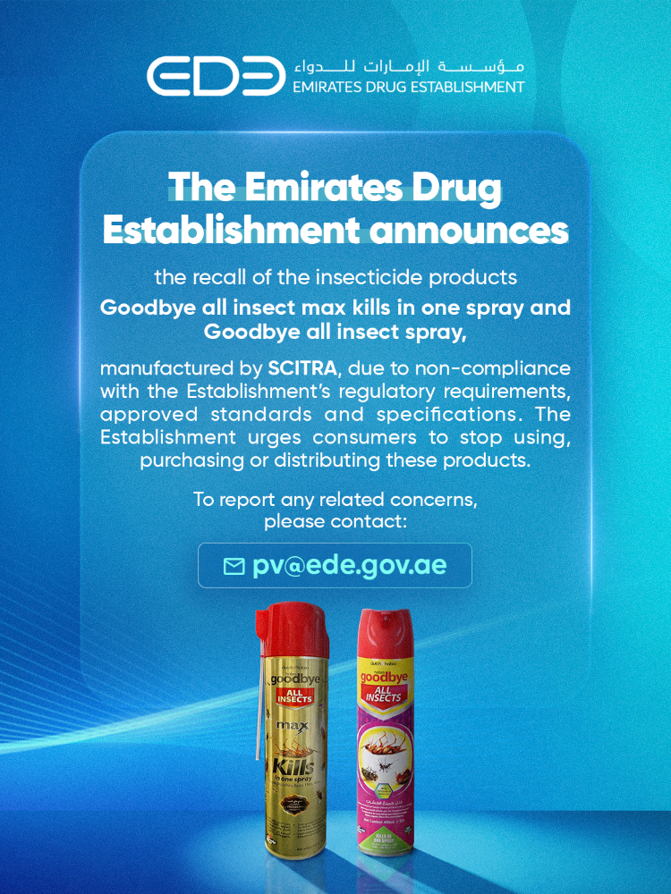 Emirates Drug Establishment recalls two ‘Goodbye All Insects’ insecticide products